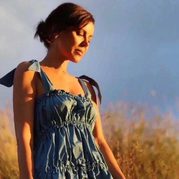 New Zara Taffeta Midi Maxi Dress Tiered Tie Straps Ruffle Romantic Wedding Guest - Picture 2 of 14